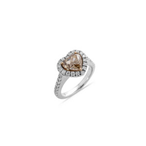Anello Oro Bianco con Diamante Cuore