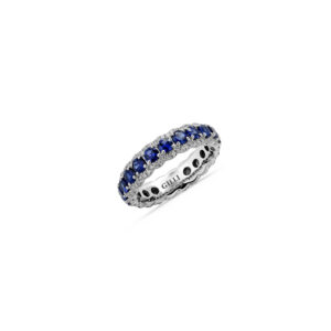 Anello Burano Oro Bianco con Diamanti e Zaffiri blu
