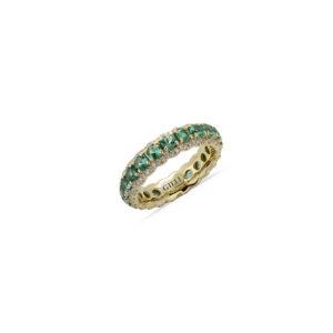 Anello Burano Oro Giallo con Diamanti e Smeraldi