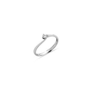 Anello Solitario Oro Bianco e Diamante