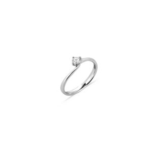 Anello Solitario Oro Bianco e Diamante